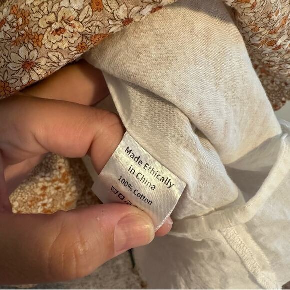 Tuckernuck Wray Orange Floral Cotton Mini Dress Large - Picture 8 of 11